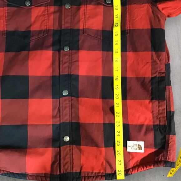 The North Face Sherpa Lined Shirt Jacket Men’s M Red Black Flannel Snap Front - Picture 5 of 10